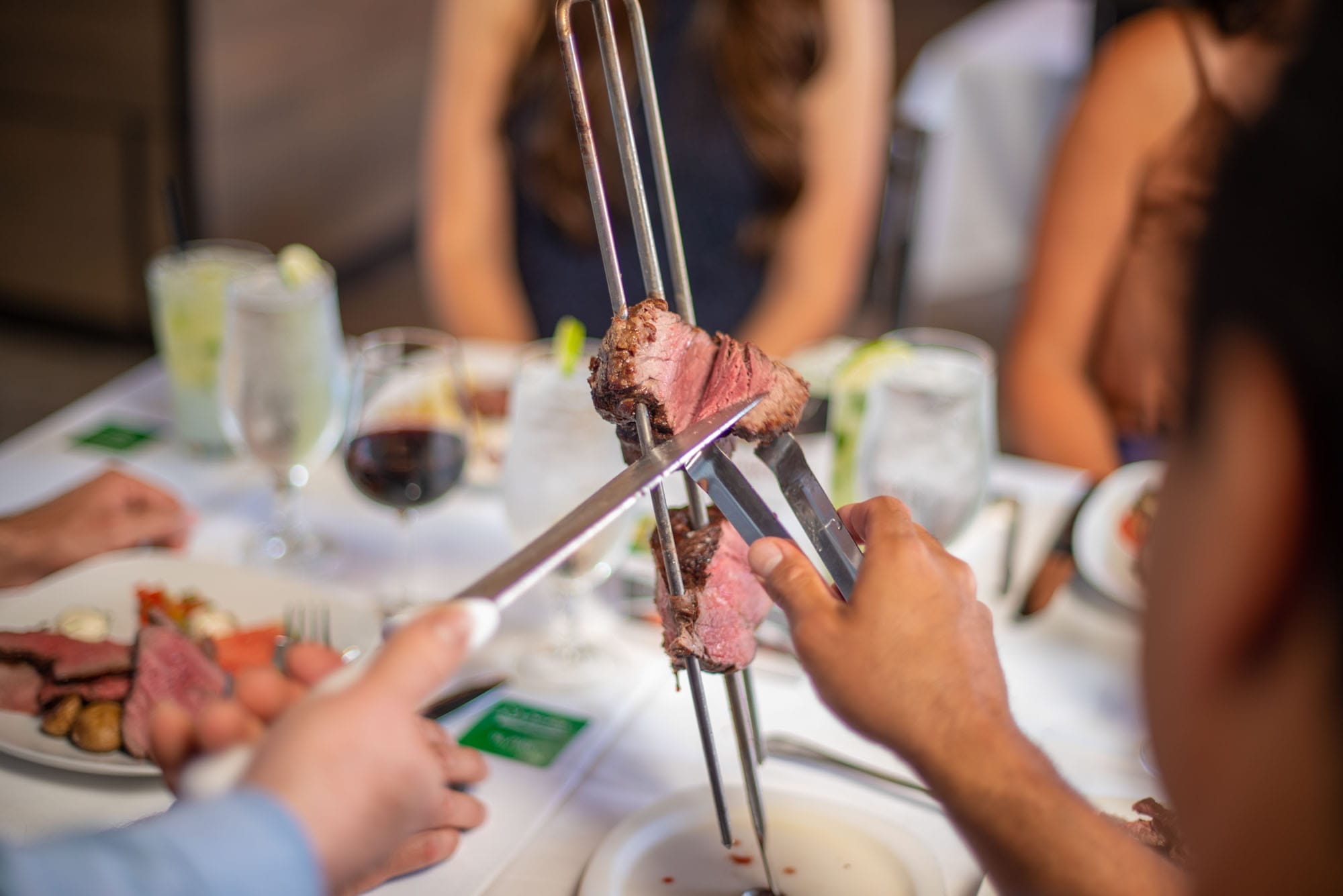 serving meat off a skewer
