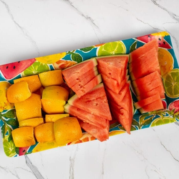 sliced fruit on a plate